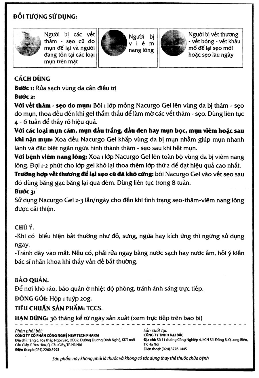 Gel Nacurgo giảm thâm sẹo, ngừa mụn
